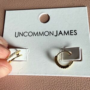 Uncommon James Gold Seeing Double Earrings with clear crystals